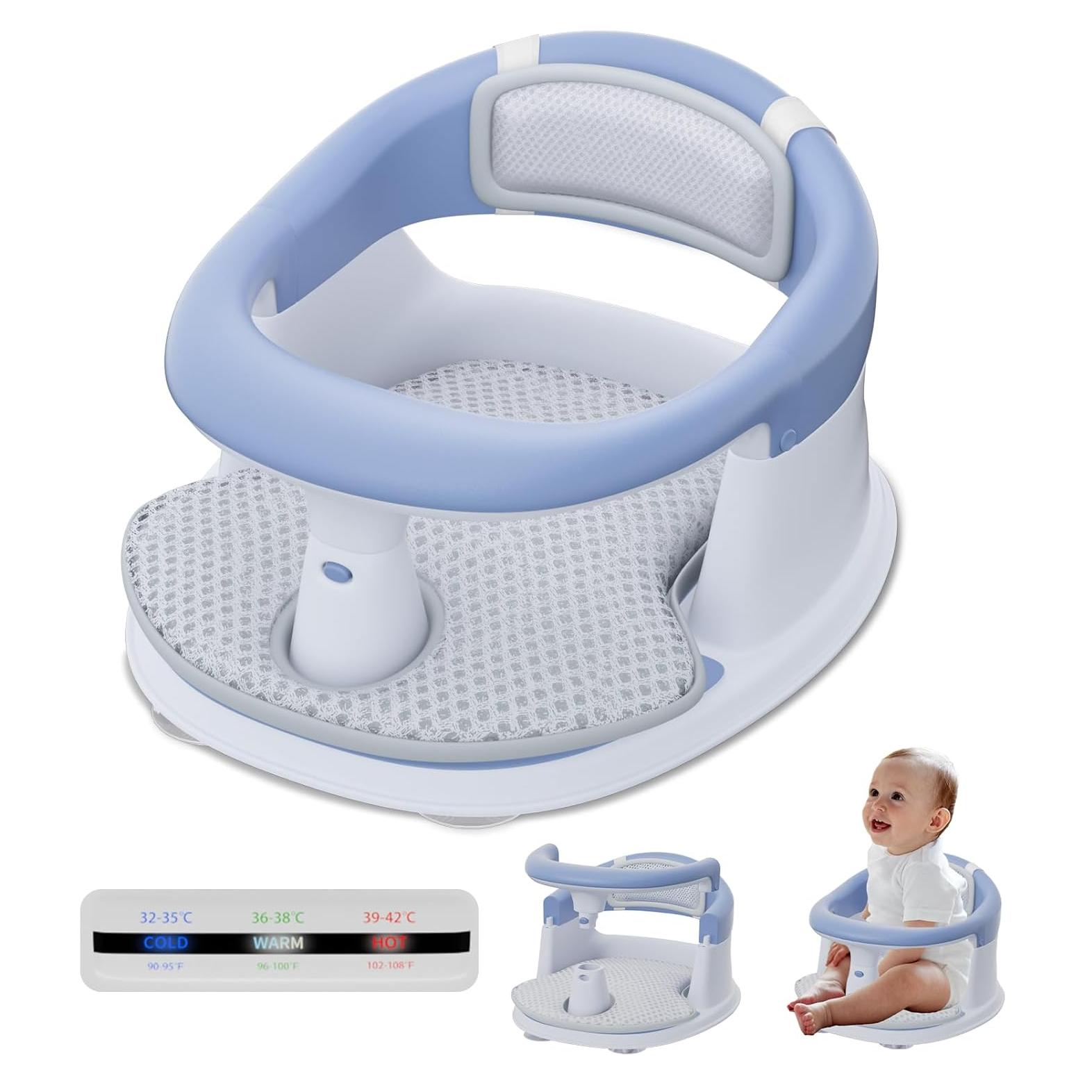 Asiento de Baño para Bebés 6-24 Meses - Azul con Termómetro
