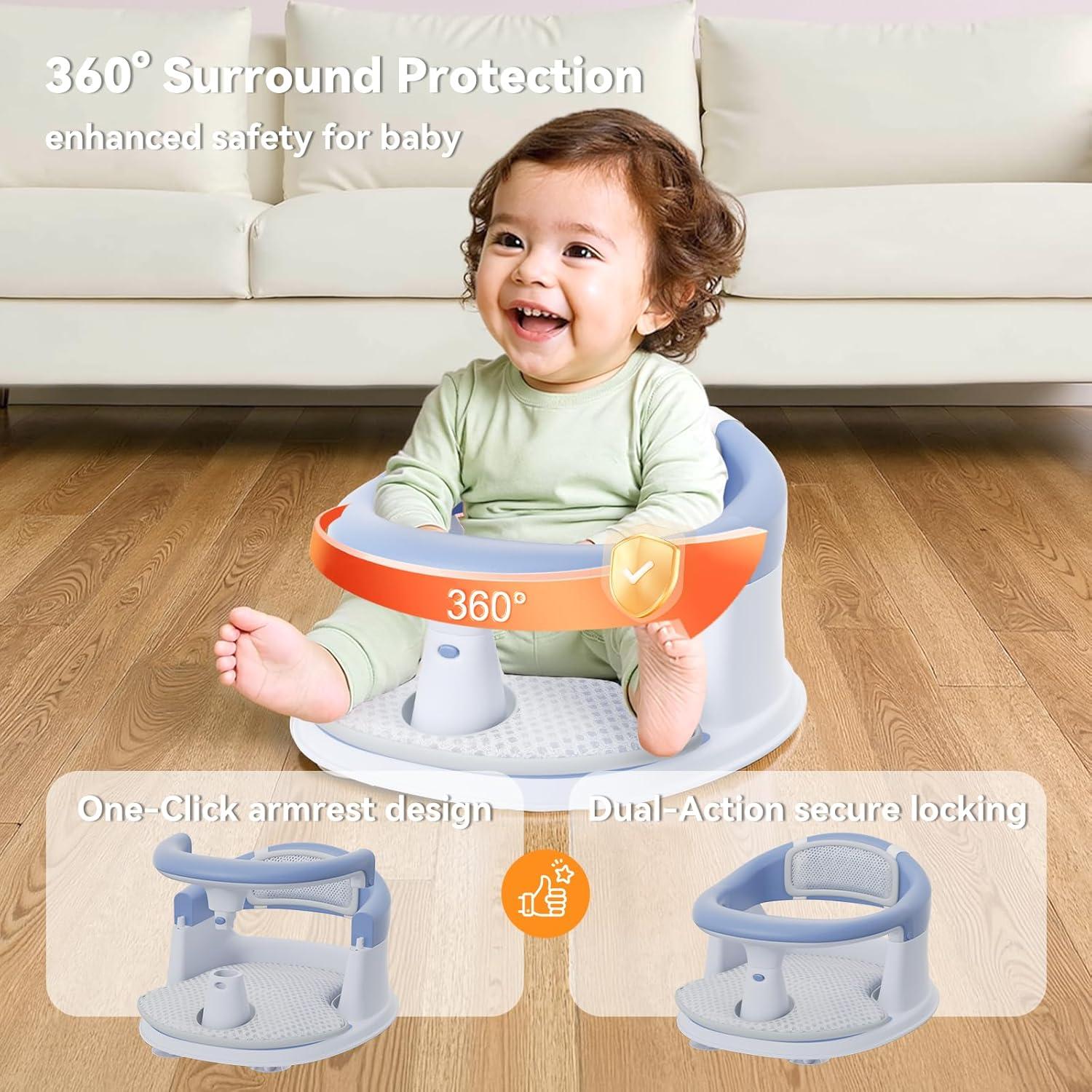 Asiento de Baño para Bebés 6-24 Meses - Azul con Termómetro