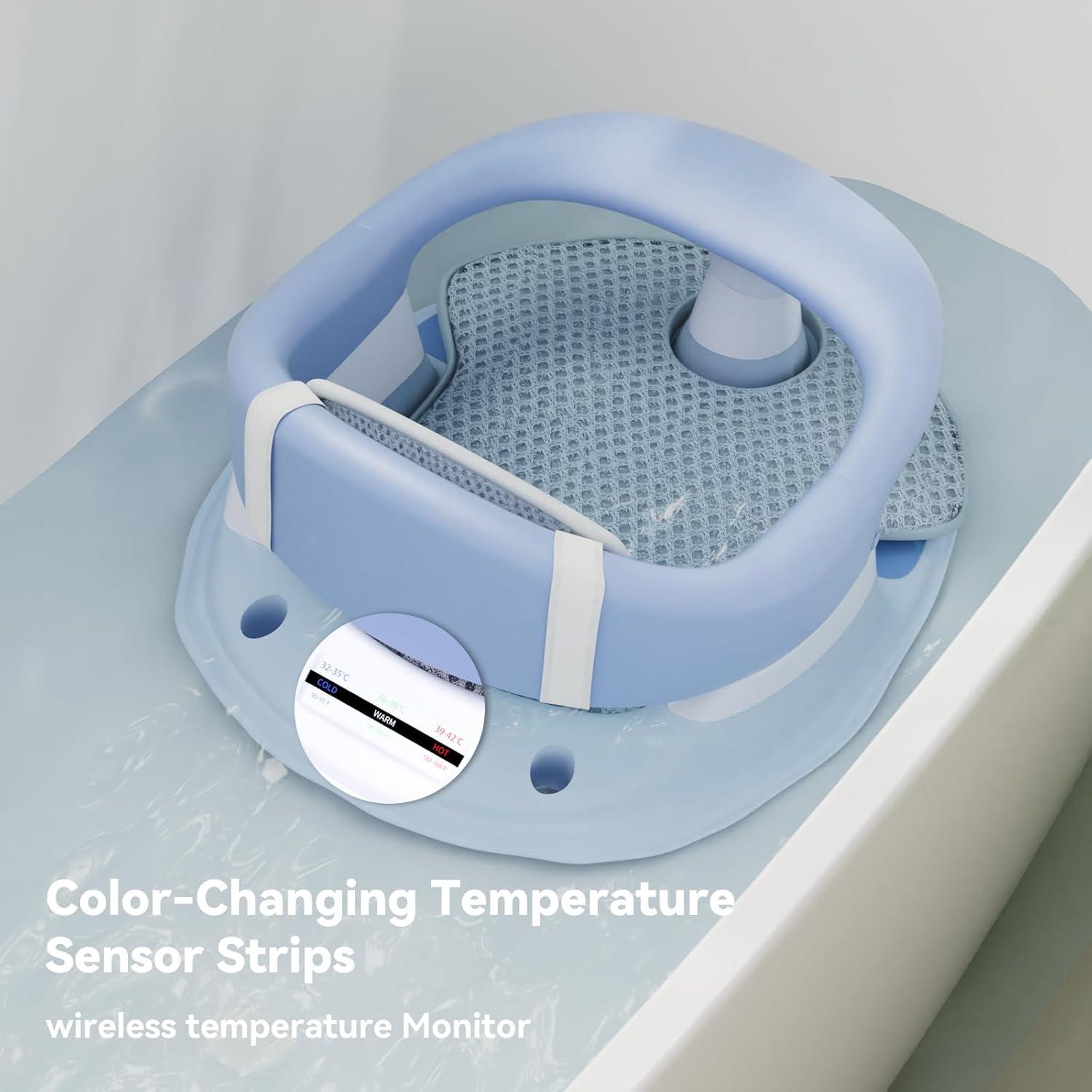 Asiento de Baño para Bebés 6-24 Meses - Azul con Termómetro