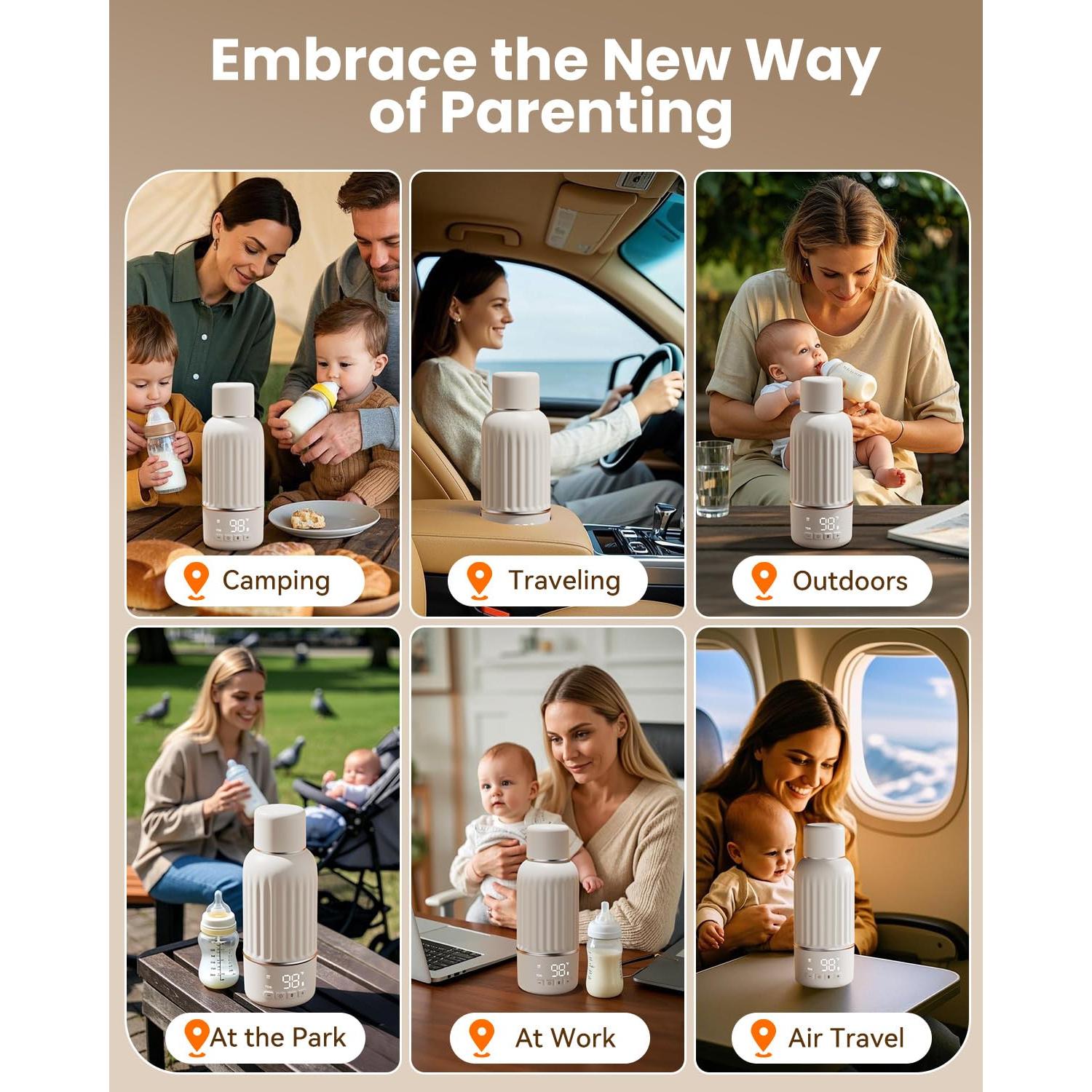 Calentador de Botellas Portátil Juissiart 17oz Carga Rápida