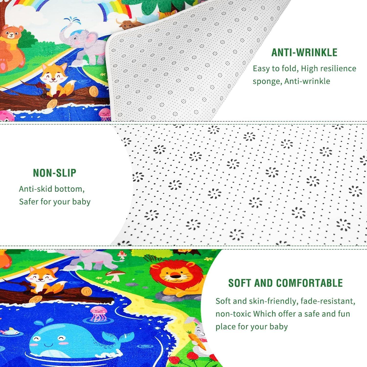 Alfombra de Juego para Bebés LTKOUGFAM 120x80 cm Antideslizante