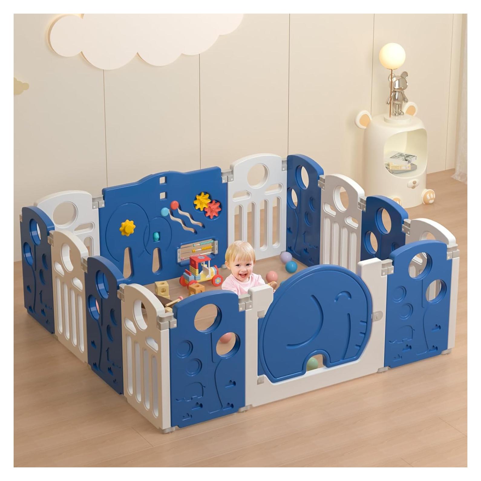 Parque Infantil 14 Paneles Azul - Seguro y Ajustable