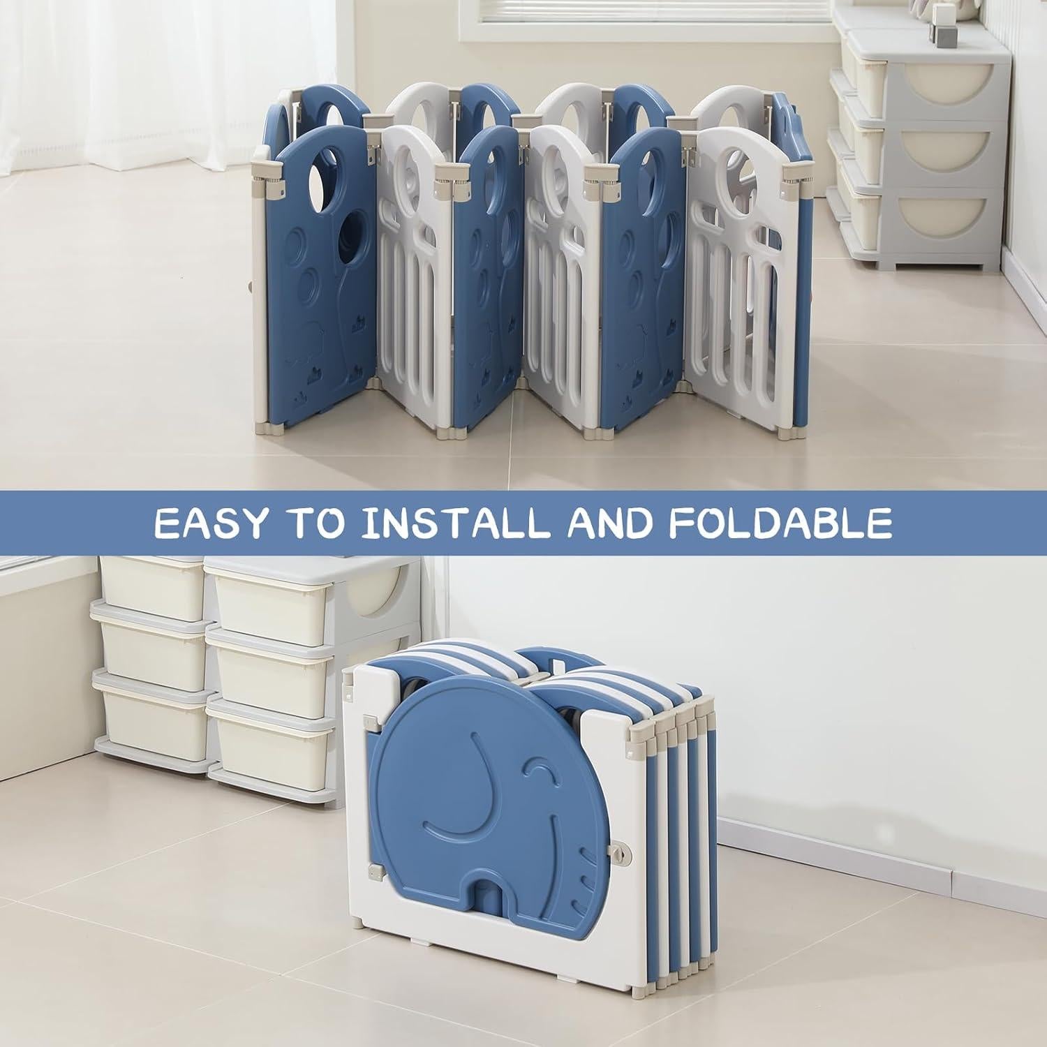 Parque Infantil 14 Paneles Azul - Seguro y Ajustable