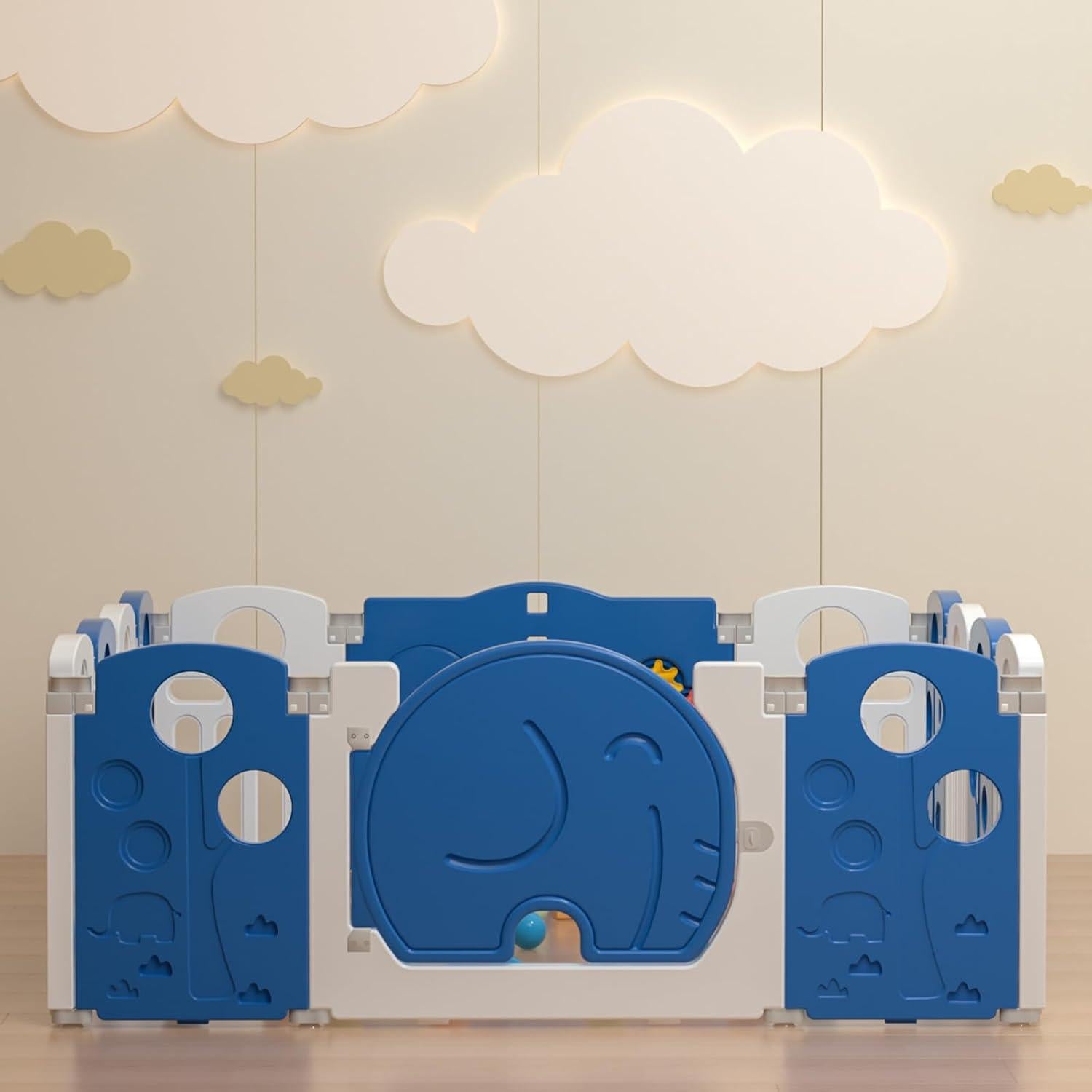 Parque Infantil 14 Paneles Azul - Seguro y Ajustable