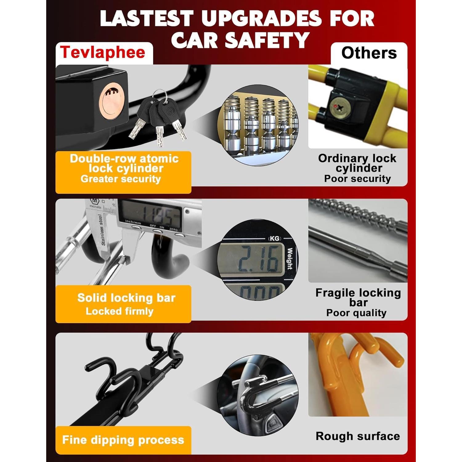 Bloqueo de Volante Antirrobo Tevlaphee Ajustable 2.13 kg