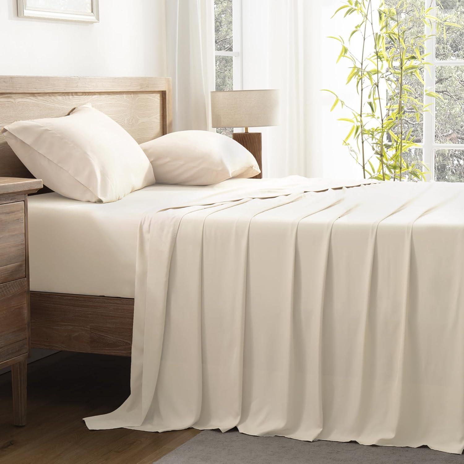 Juego de Sábanas Completo Andency Beige 100% Viscosa Bambú