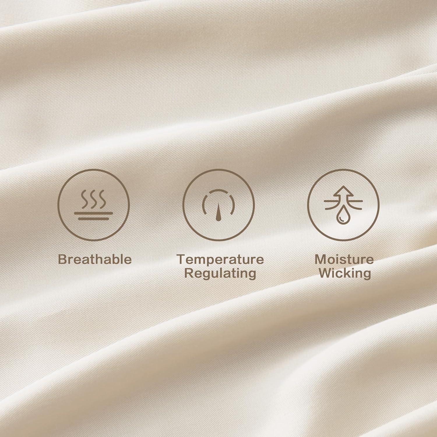 Juego de Sábanas Completo Andency Beige 100% Viscosa Bambú