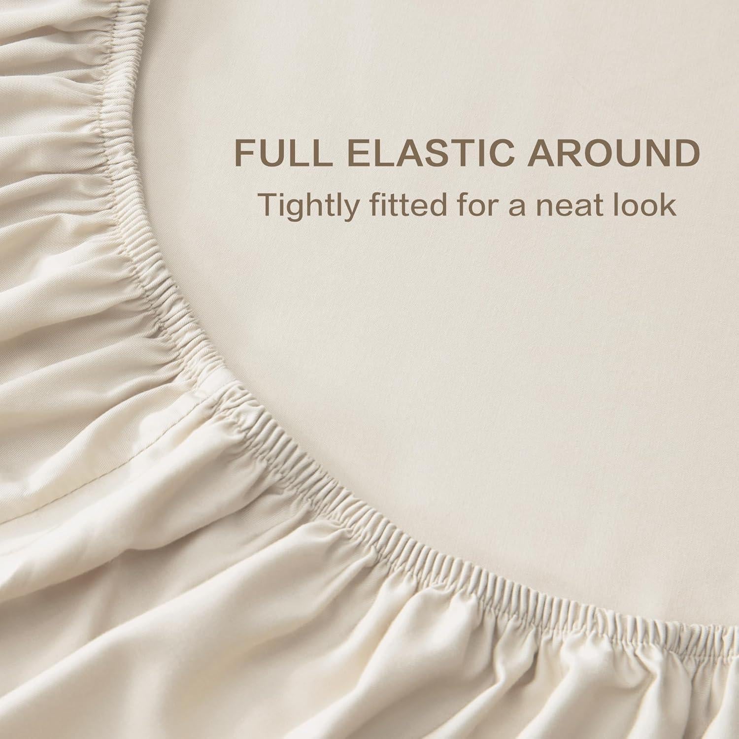 Juego de Sábanas Completo Andency Beige 100% Viscosa Bambú