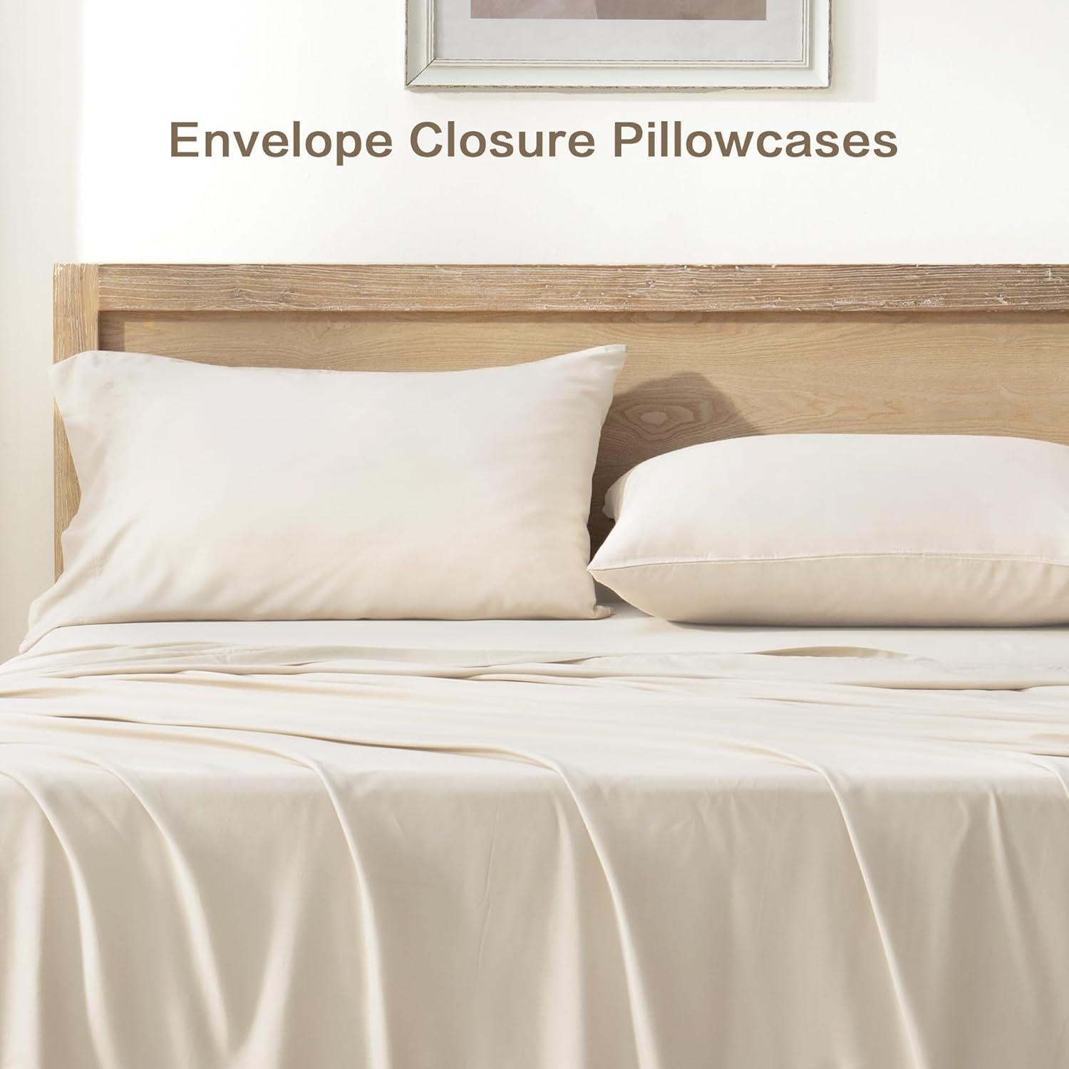 Juego de Sábanas Completo Andency Beige 100% Viscosa Bambú