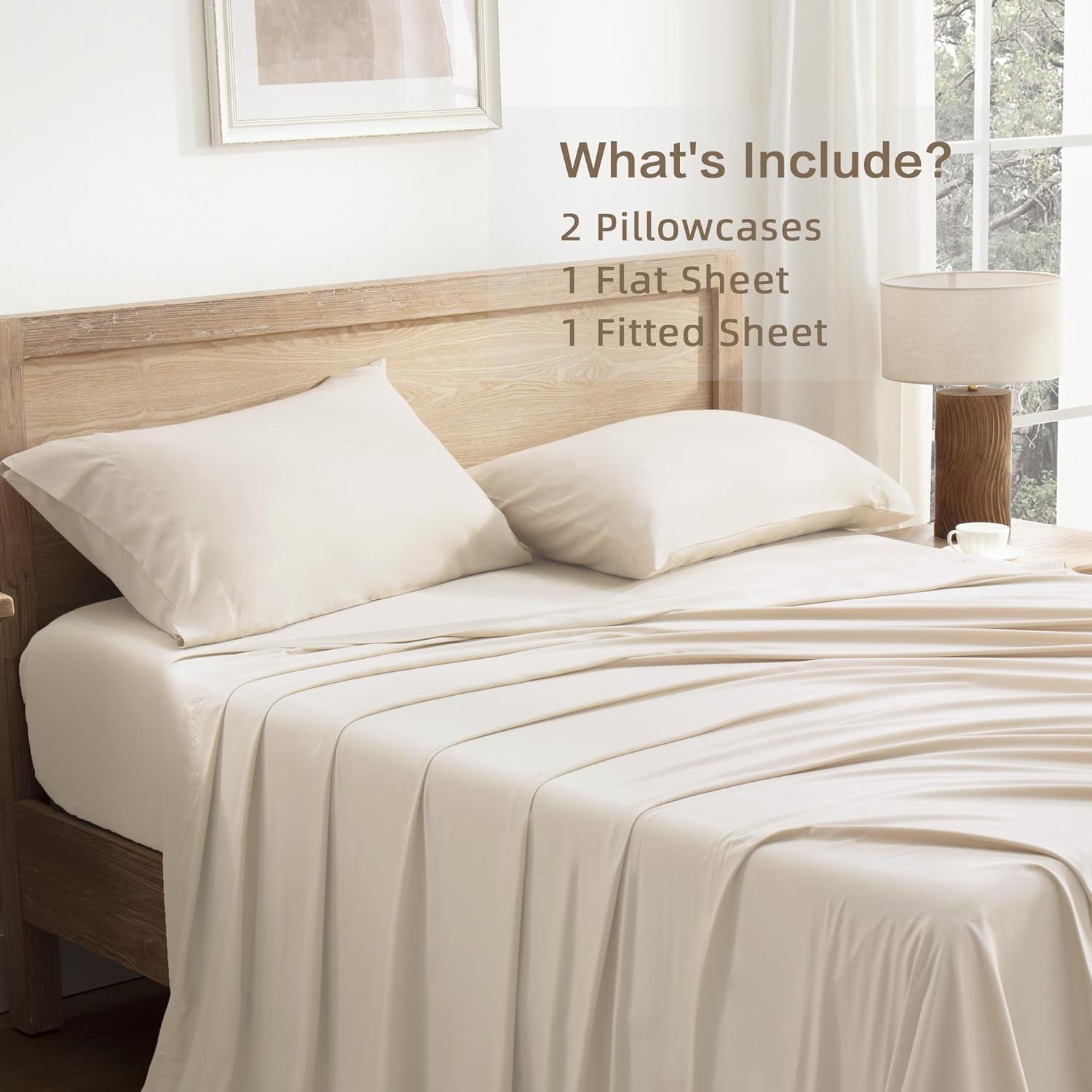 Juego de Sábanas Completo Andency Beige 100% Viscosa Bambú