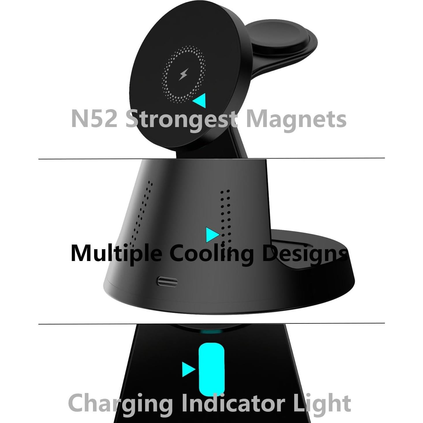 Cargador Inalámbrico 3 en 1 Utotrip para iPhone 12-17, Apple Watch