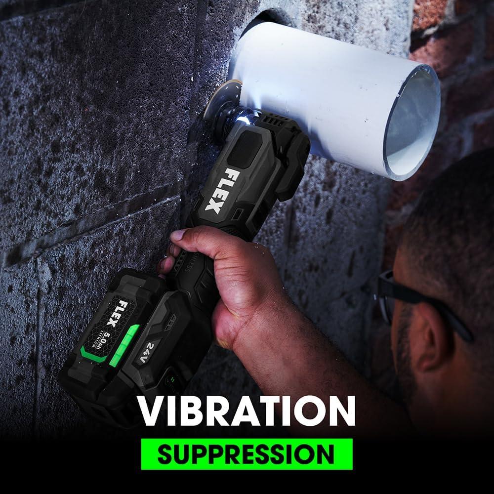 Herramienta Oscilante Inalámbrica FLEX 24V 20,000 OPM Kit Batería 2.5Ah