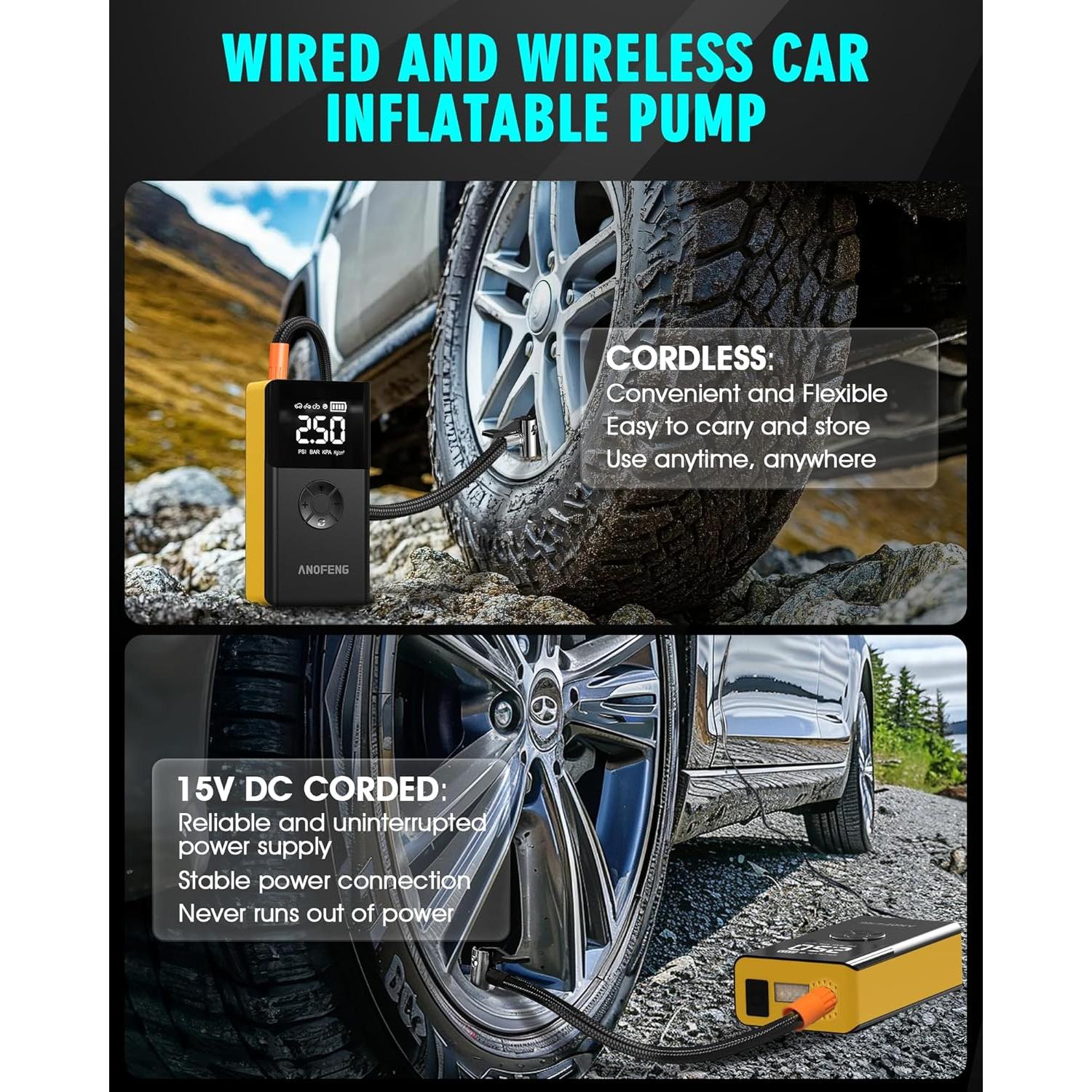 Arrancador de Salto ANOFENG PS-211 3000A con Compresor 150PSI