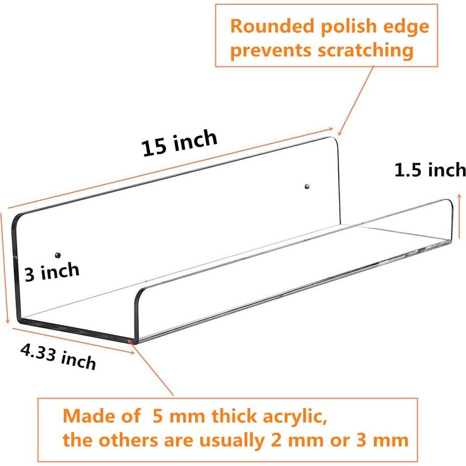 Estantes Flotantes Acrílico Transparente CY craft 38 cm - 4 Piezas