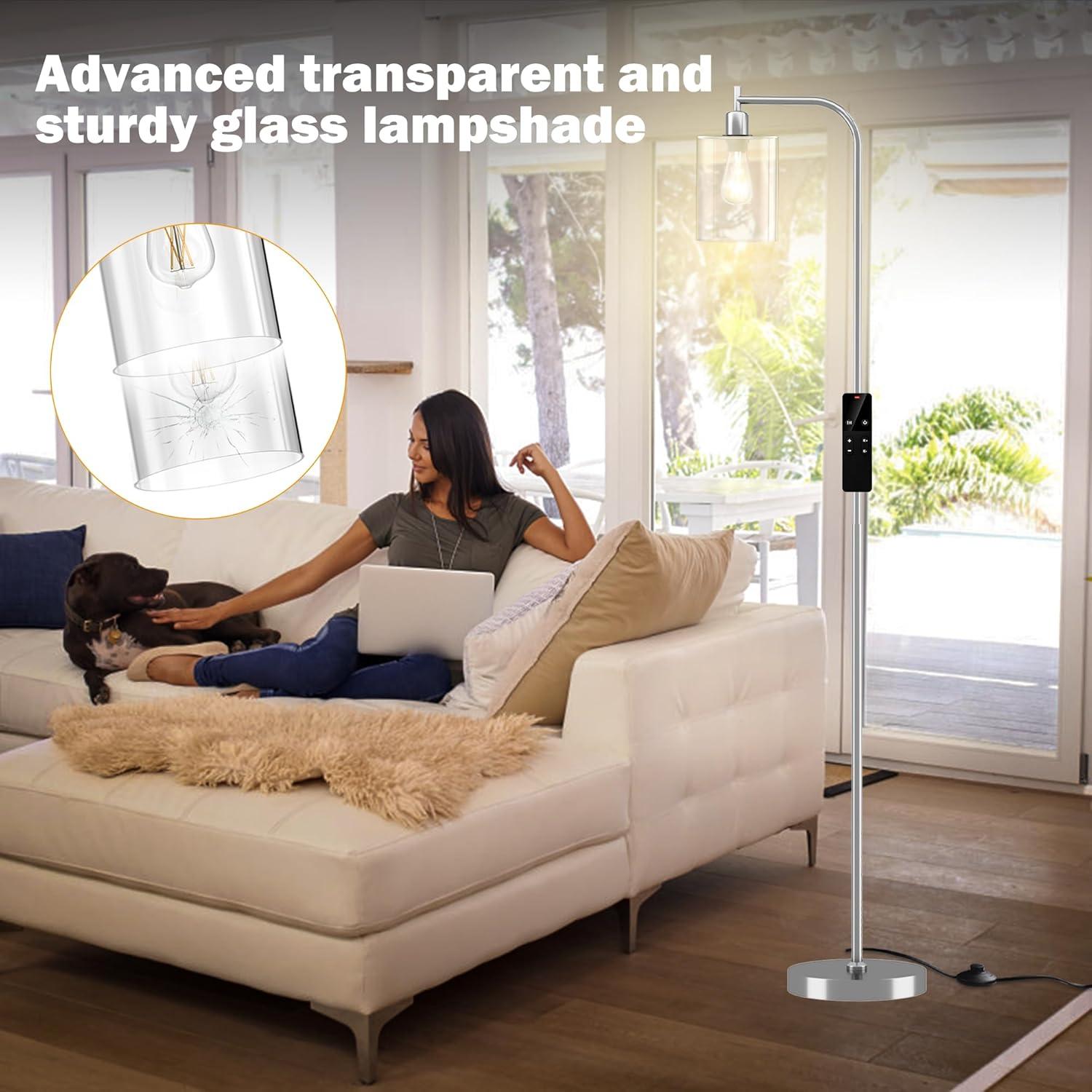 Lámpara de Pie Regulable Wio-Mio con Control Remoto y Vidrio