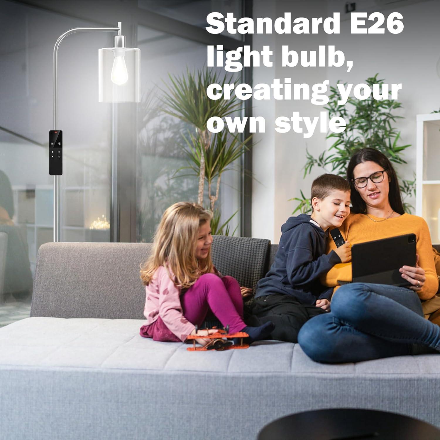 Lámpara de Pie Regulable Wio-Mio con Control Remoto y Vidrio