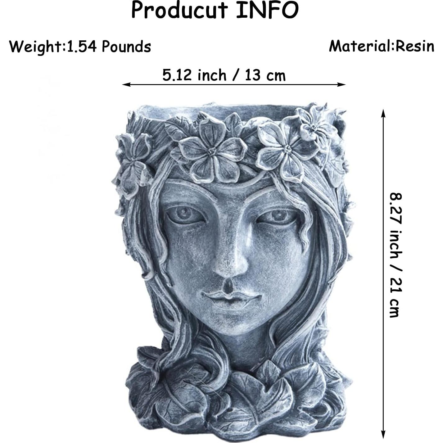 Maceta de Resina Happy L en Forma de Diosa con Drenaje 20 cm