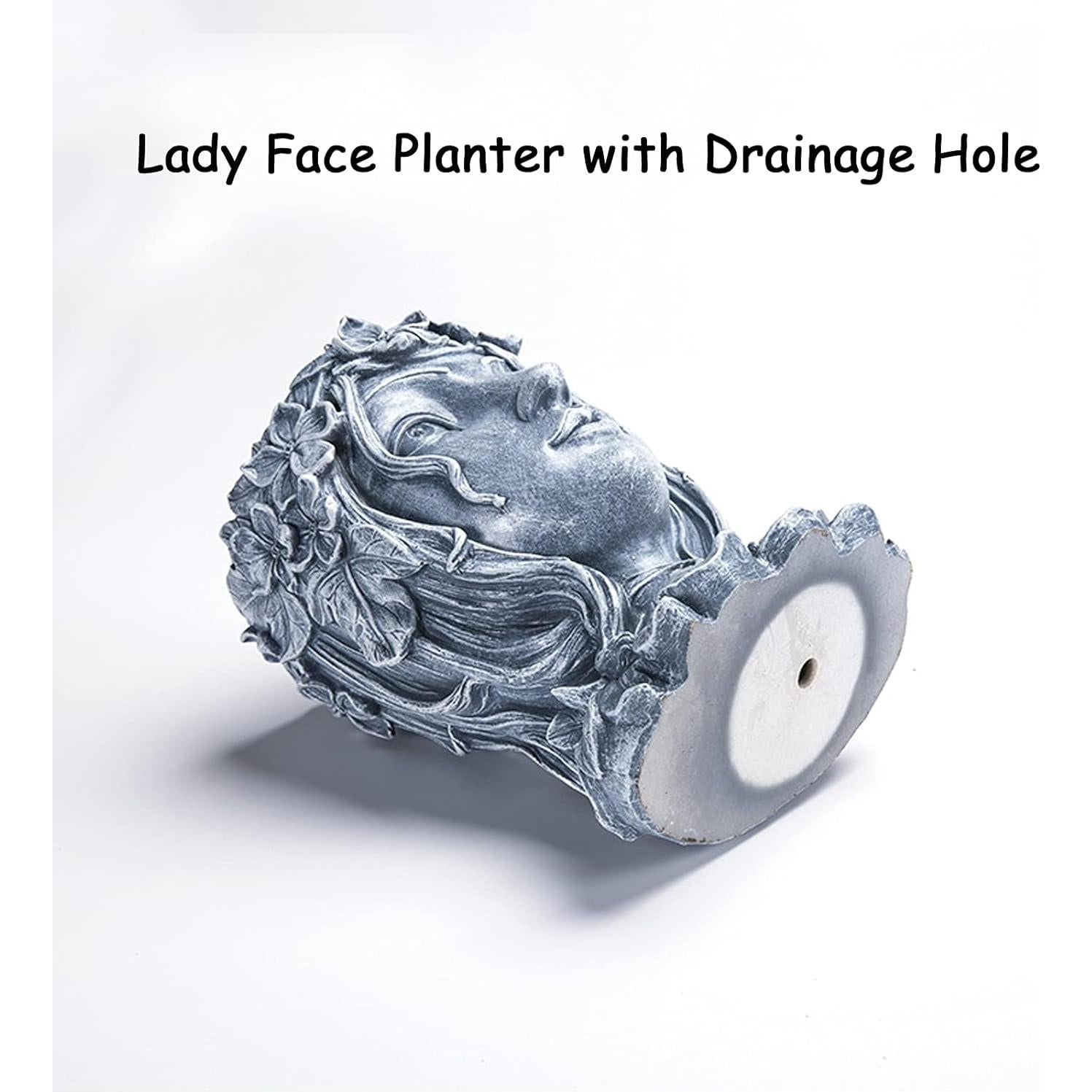 Maceta de Resina Happy L en Forma de Diosa con Drenaje 20 cm