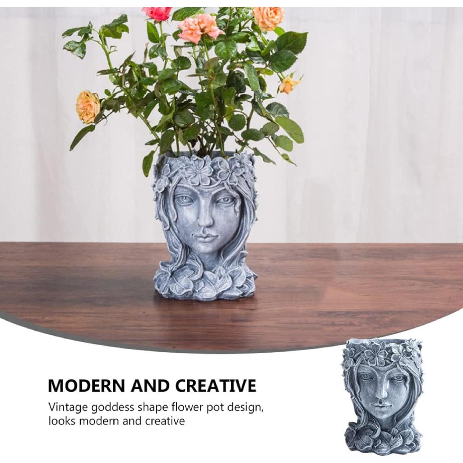 Maceta de Resina Happy L en Forma de Diosa con Drenaje 20 cm