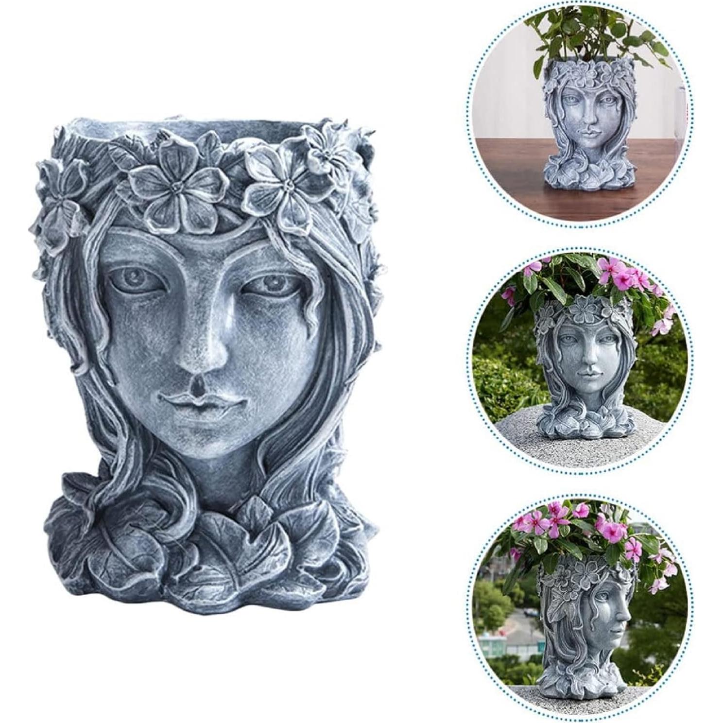 Maceta de Resina Happy L en Forma de Diosa con Drenaje 20 cm