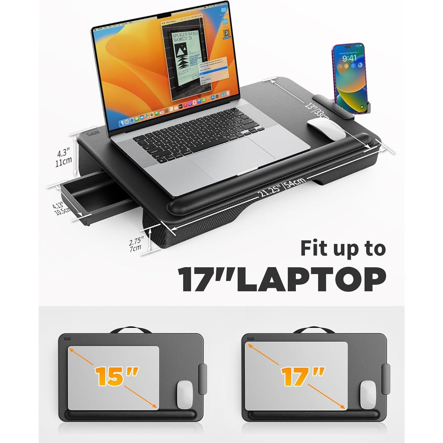 Escritorio Portátil SAIJI para Laptop hasta 43.18 cm con Cajón