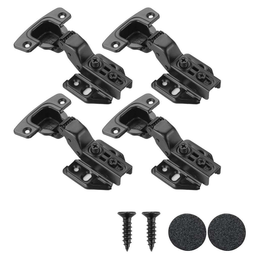 Bisagras de gabinete JQK negras cierre suave 100° 4 unidades