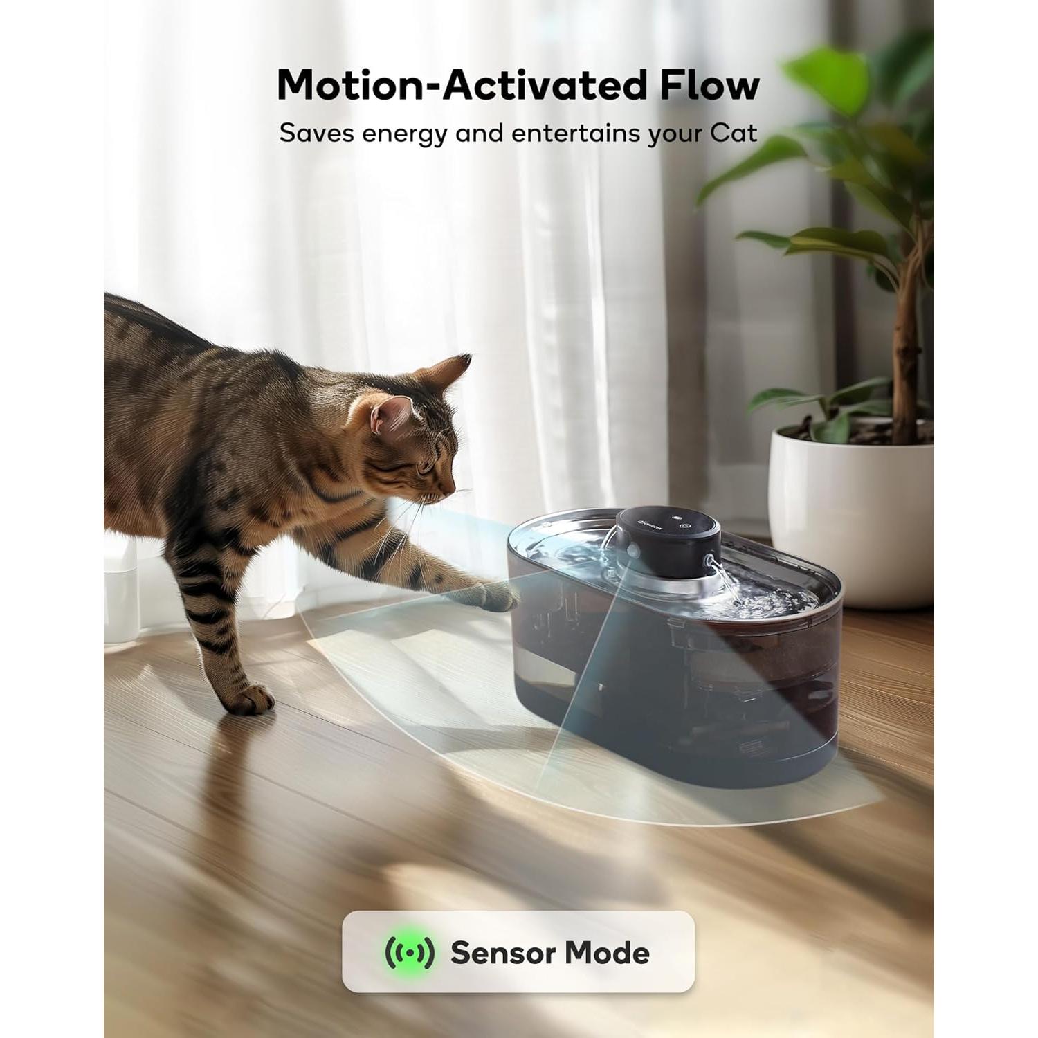 Fuente de Agua Inalámbrica para Gatos CENGCEN 3.2L Acero Negro