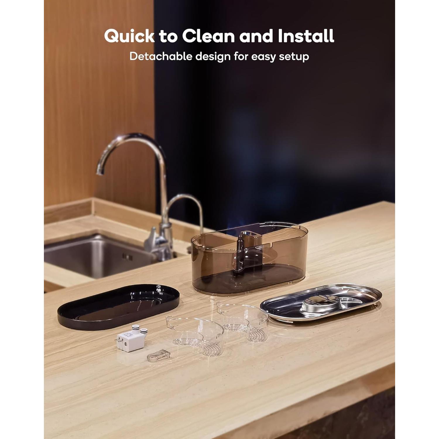 Fuente de Agua Inalámbrica para Gatos CENGCEN 3.2L Acero Negro