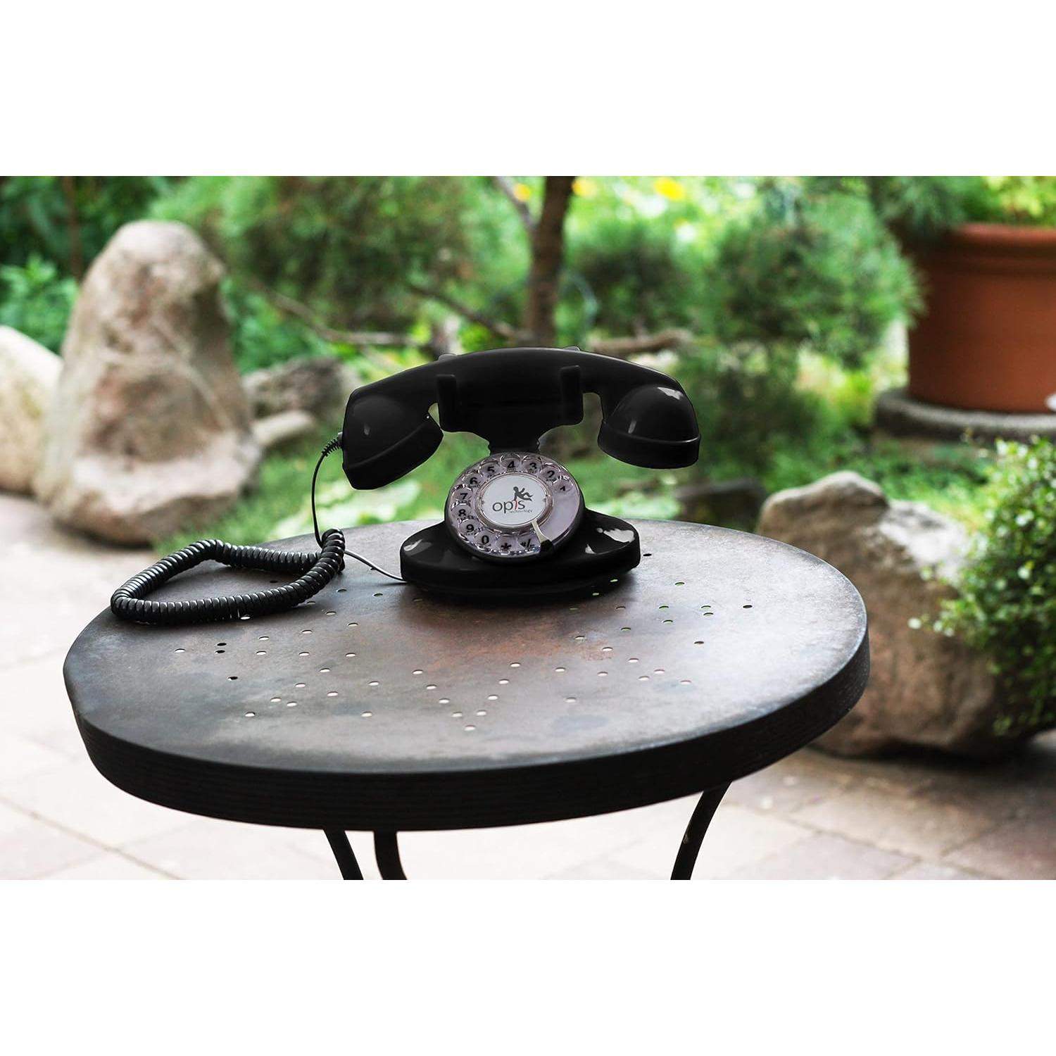 Teléfono Retro Opis FunkyFon Negro - Marcación Rotativa