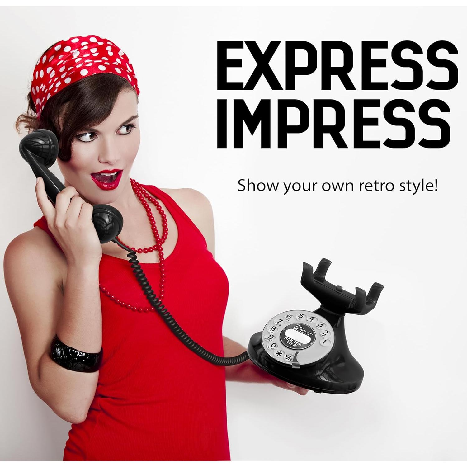 Teléfono Retro Opis FunkyFon Negro - Marcación Rotativa