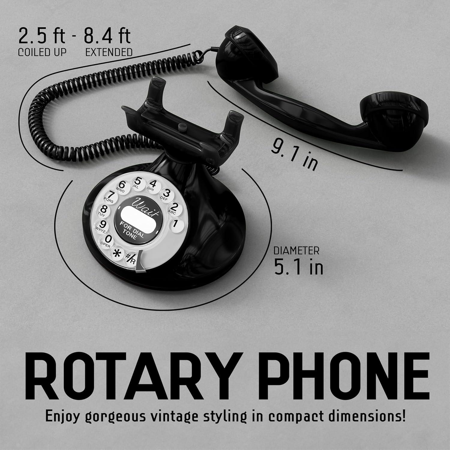 Teléfono Retro Opis FunkyFon Negro - Marcación Rotativa