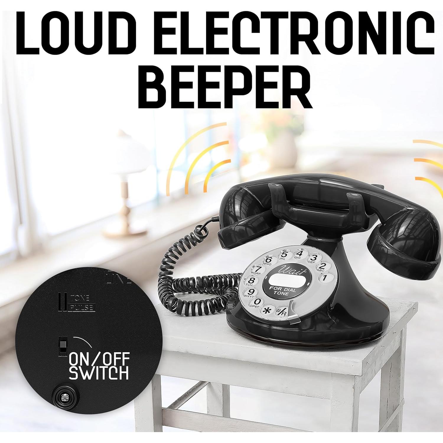 Teléfono Retro Opis FunkyFon Negro - Marcación Rotativa