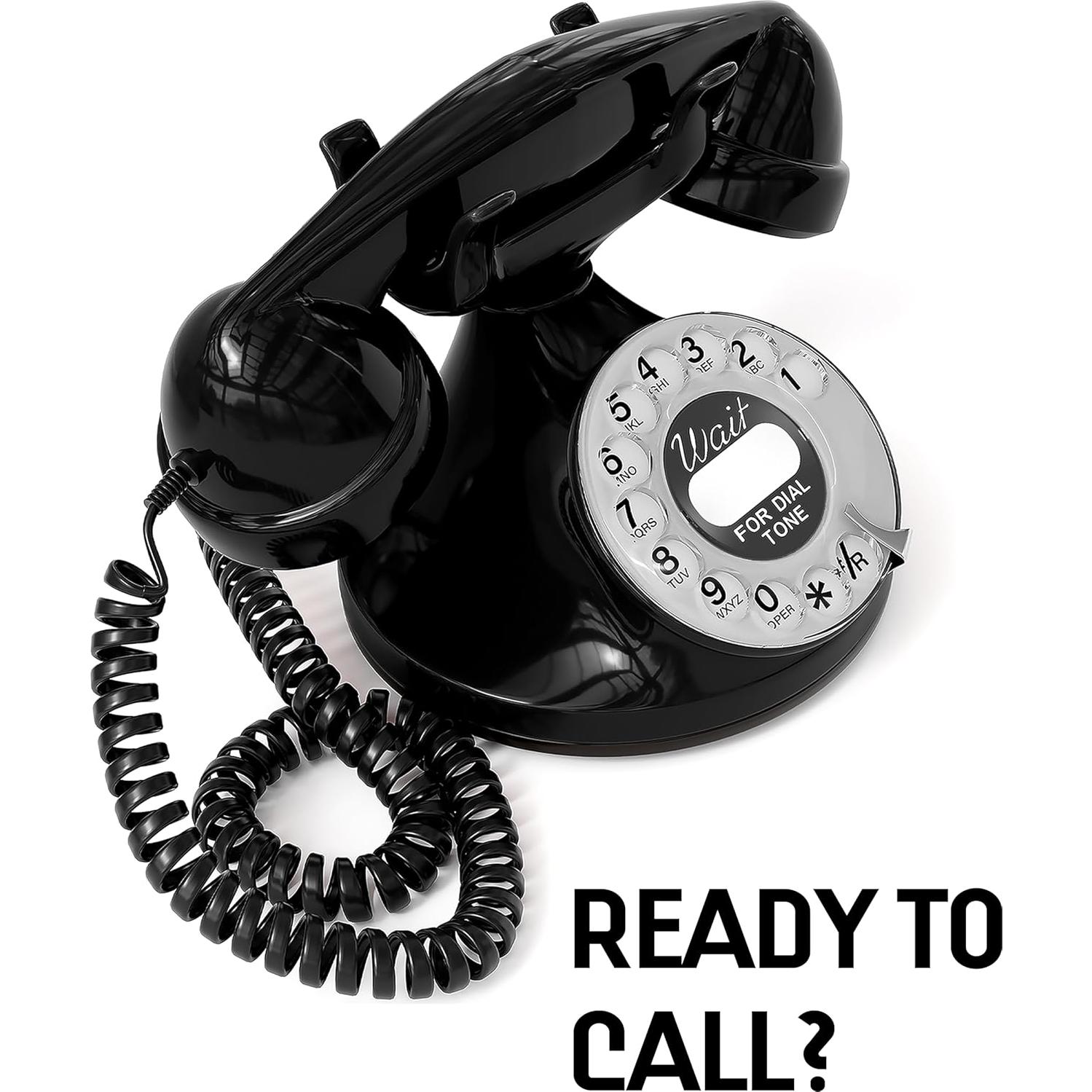 Teléfono Retro Opis FunkyFon Negro - Marcación Rotativa