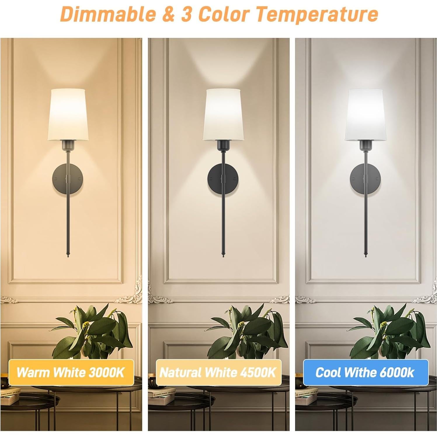 Juego de 2 Apliques de Pared Recargables ONFFO V806 Negro