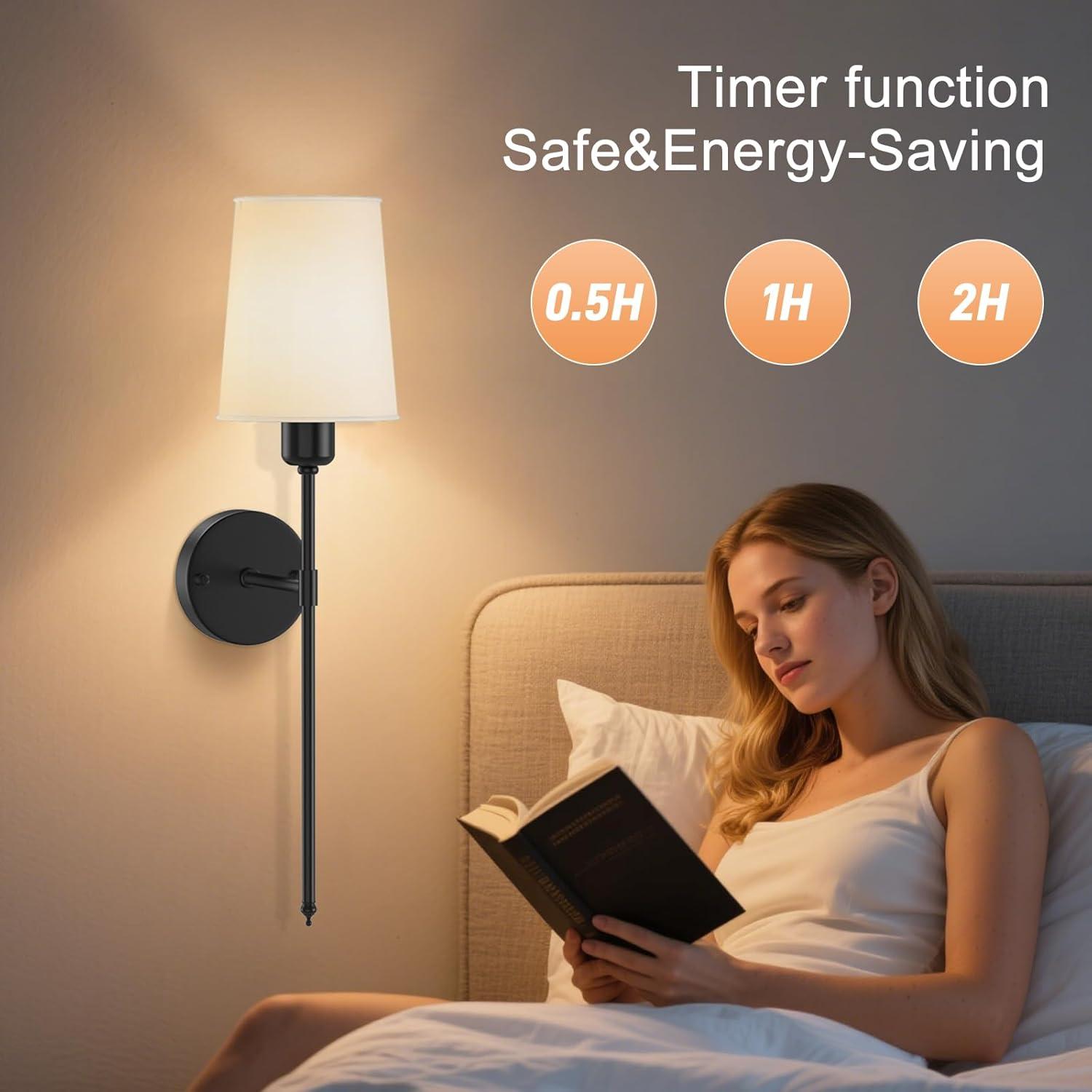 Juego de 2 Apliques de Pared Recargables ONFFO V806 Negro