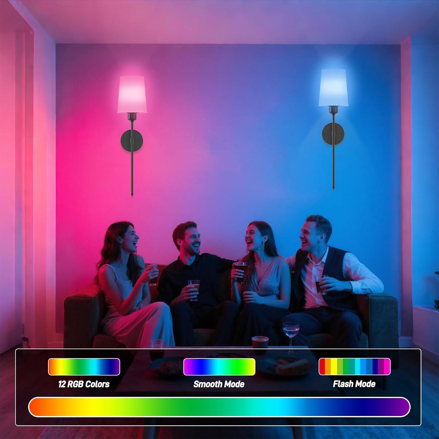 Juego de 2 Apliques de Pared Recargables ONFFO V806 Negro