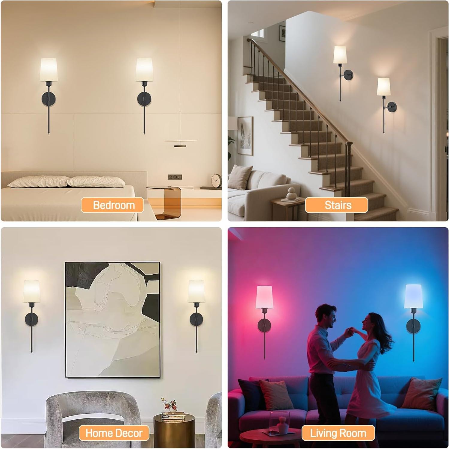 Juego de 2 Apliques de Pared Recargables ONFFO V806 Negro