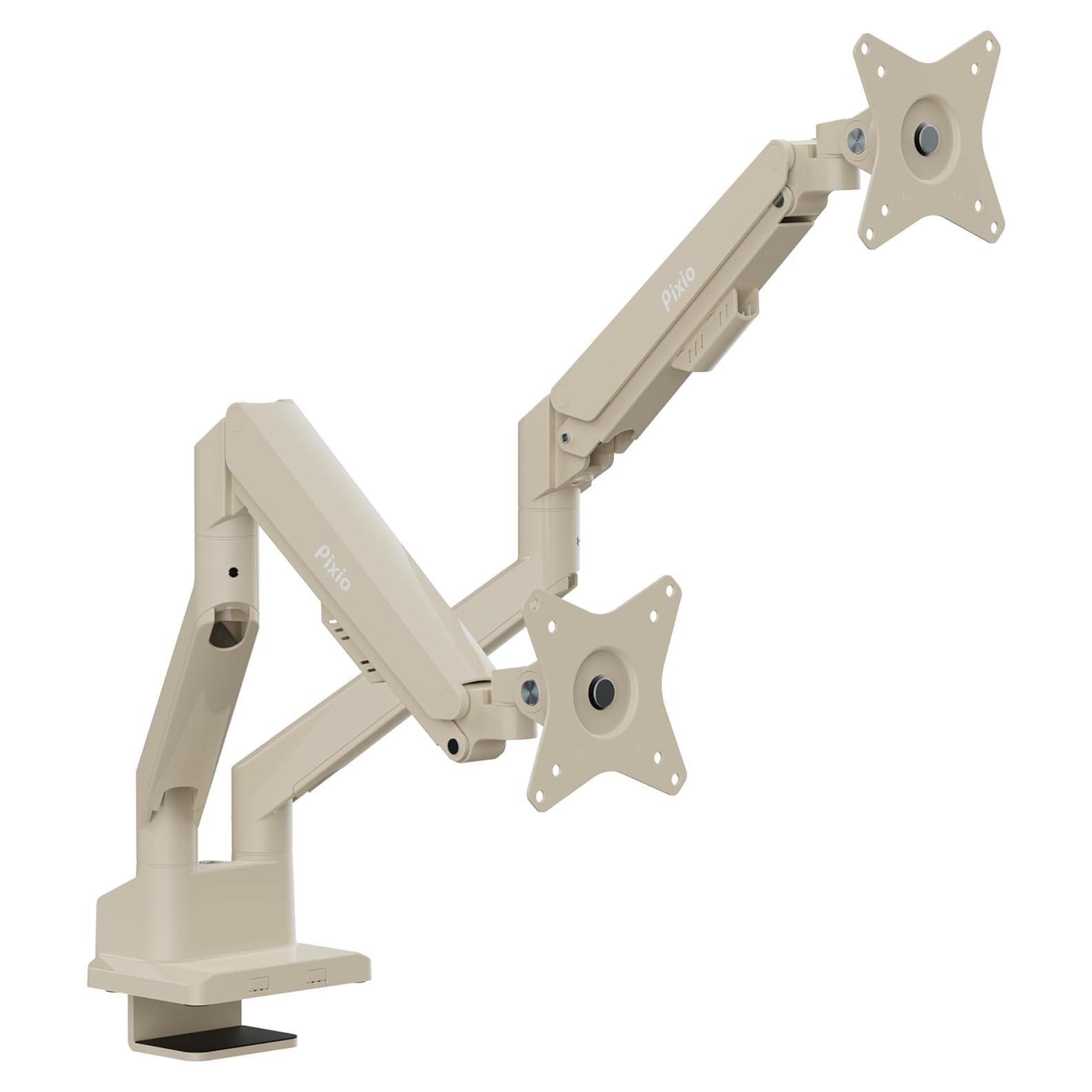 Soporte de brazo para monitor dual Pixio PS1D Beige - Hasta 32"