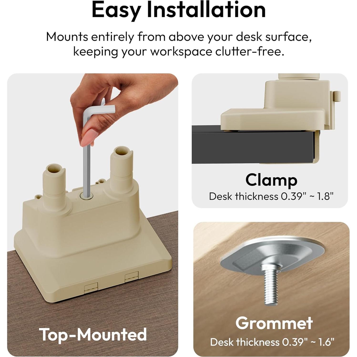 Soporte de brazo para monitor dual Pixio PS1D Beige - Hasta 32"