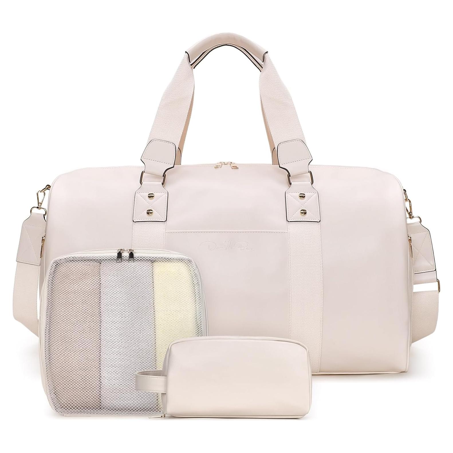 Bolsa de viaje grande Double Bus beige con compartimento para zapatos