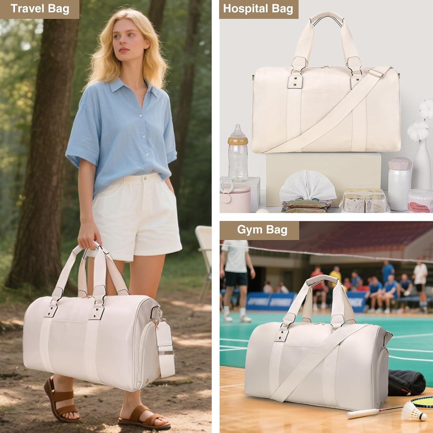 Bolsa de viaje grande Double Bus beige con compartimento para zapatos