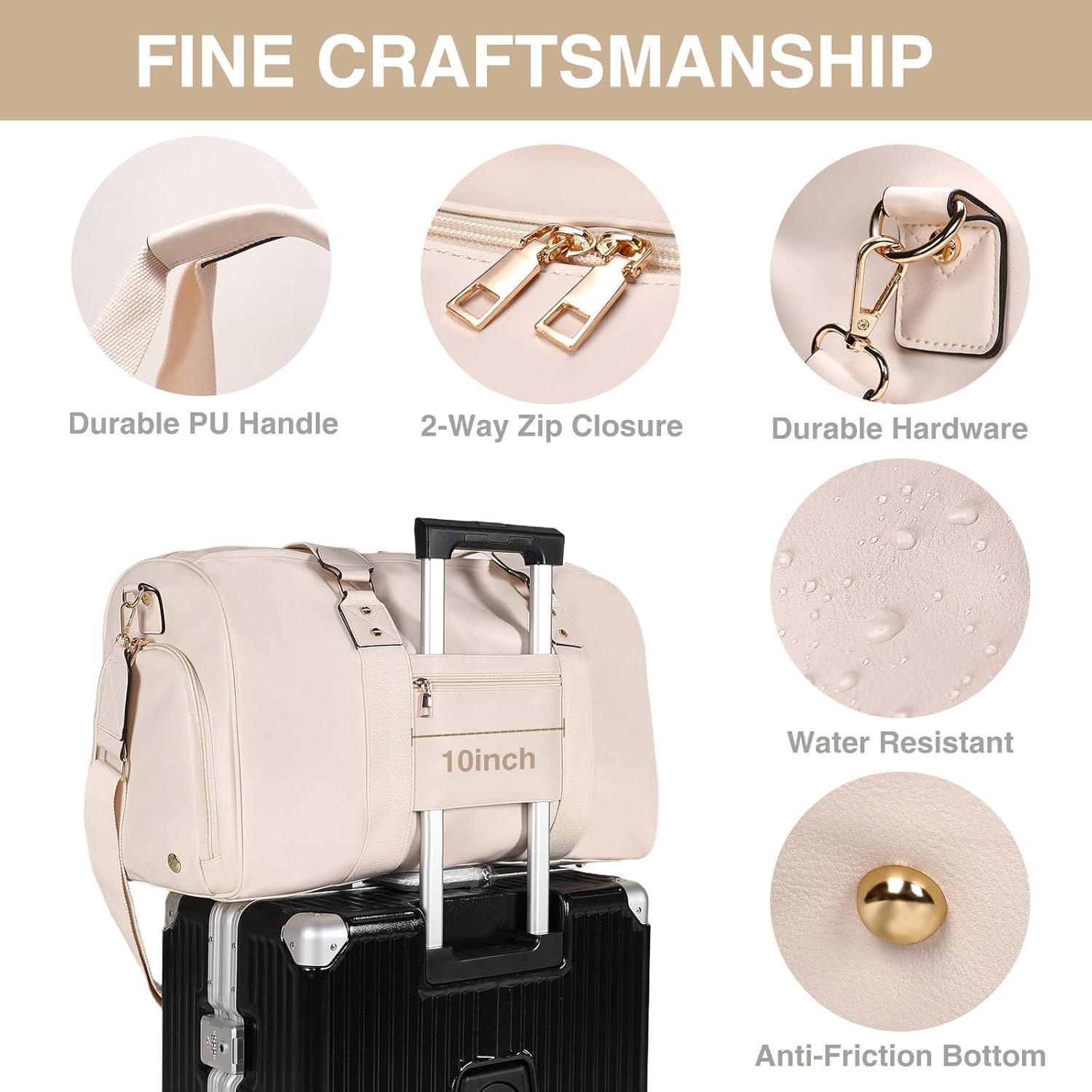 Bolsa de viaje grande Double Bus beige con compartimento para zapatos