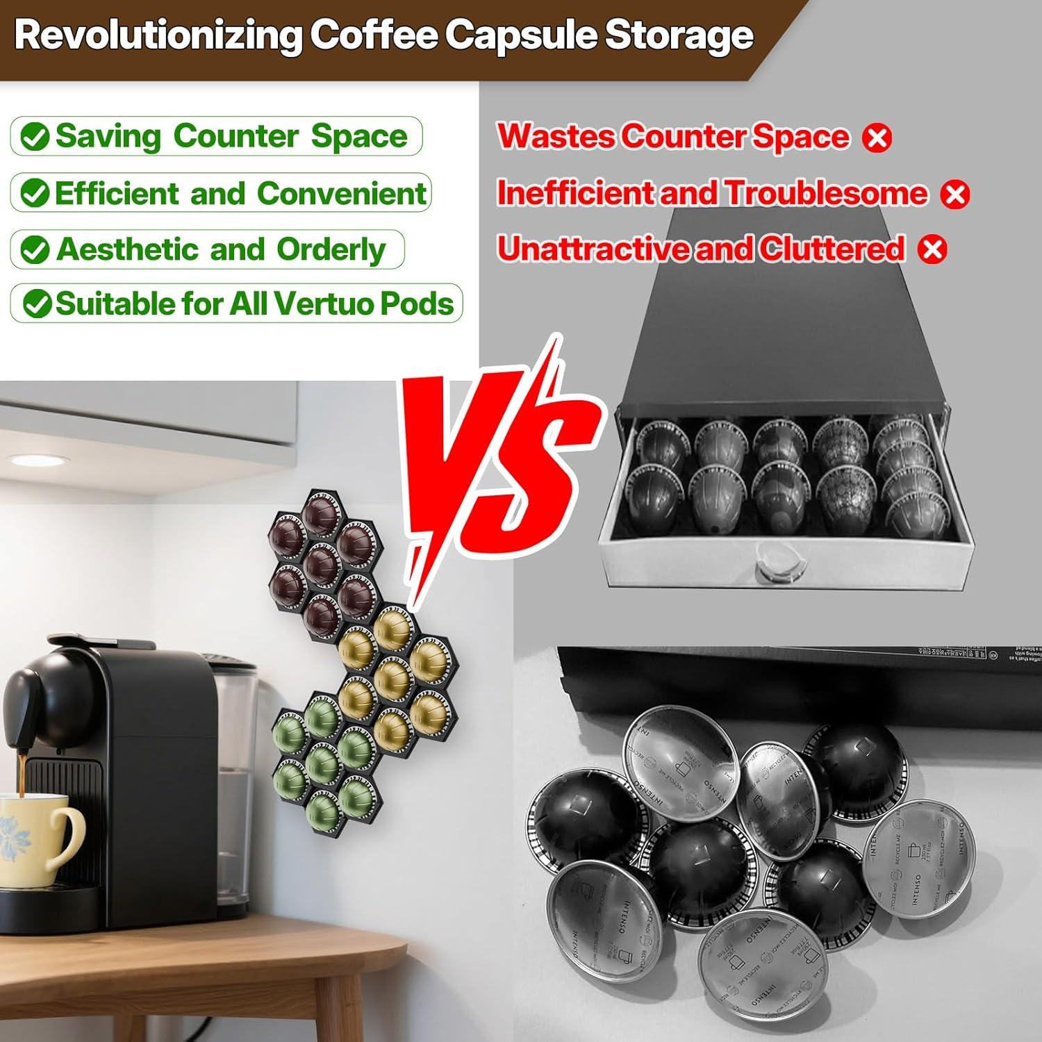 Soporte para cápsulas de café XSHINOVA Vertuo 3 Pack - Almacena 21 cápsulas