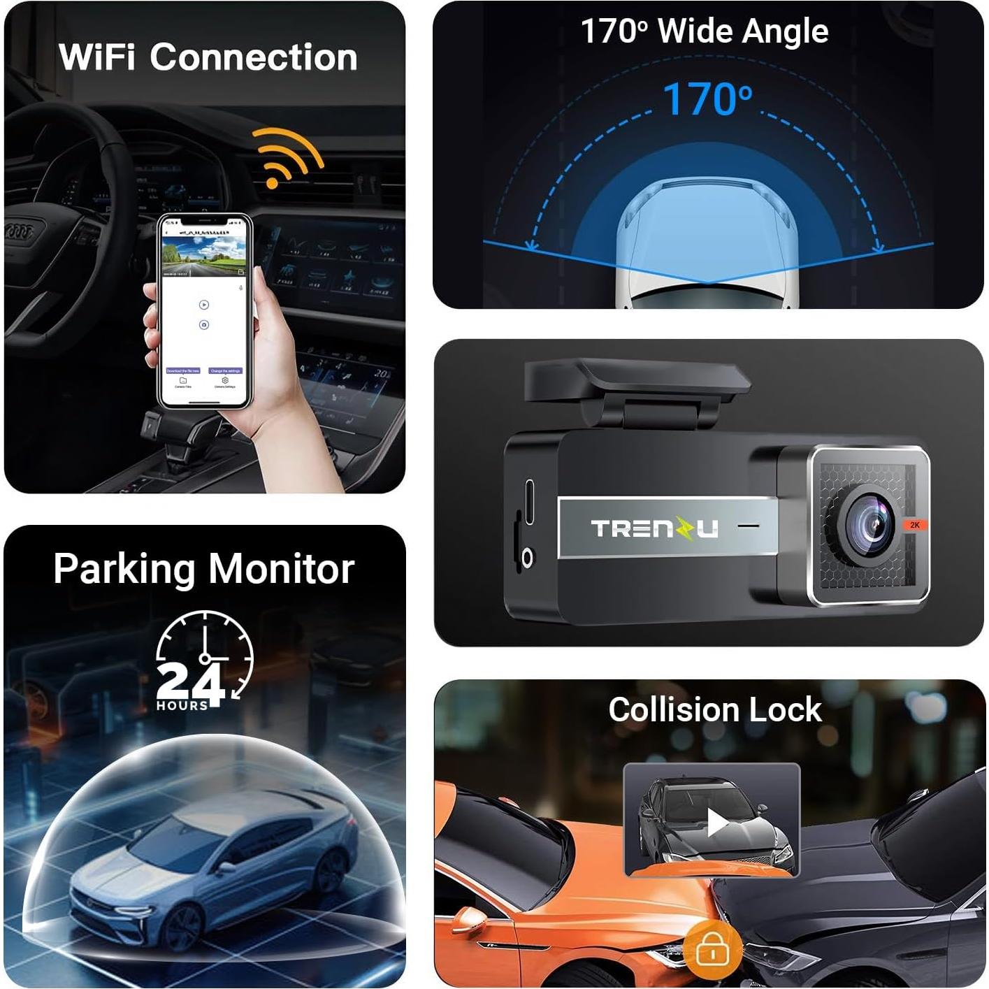 Cámara Dash 2K Swankiz con GPS y WiFi - Grabación Nocturna