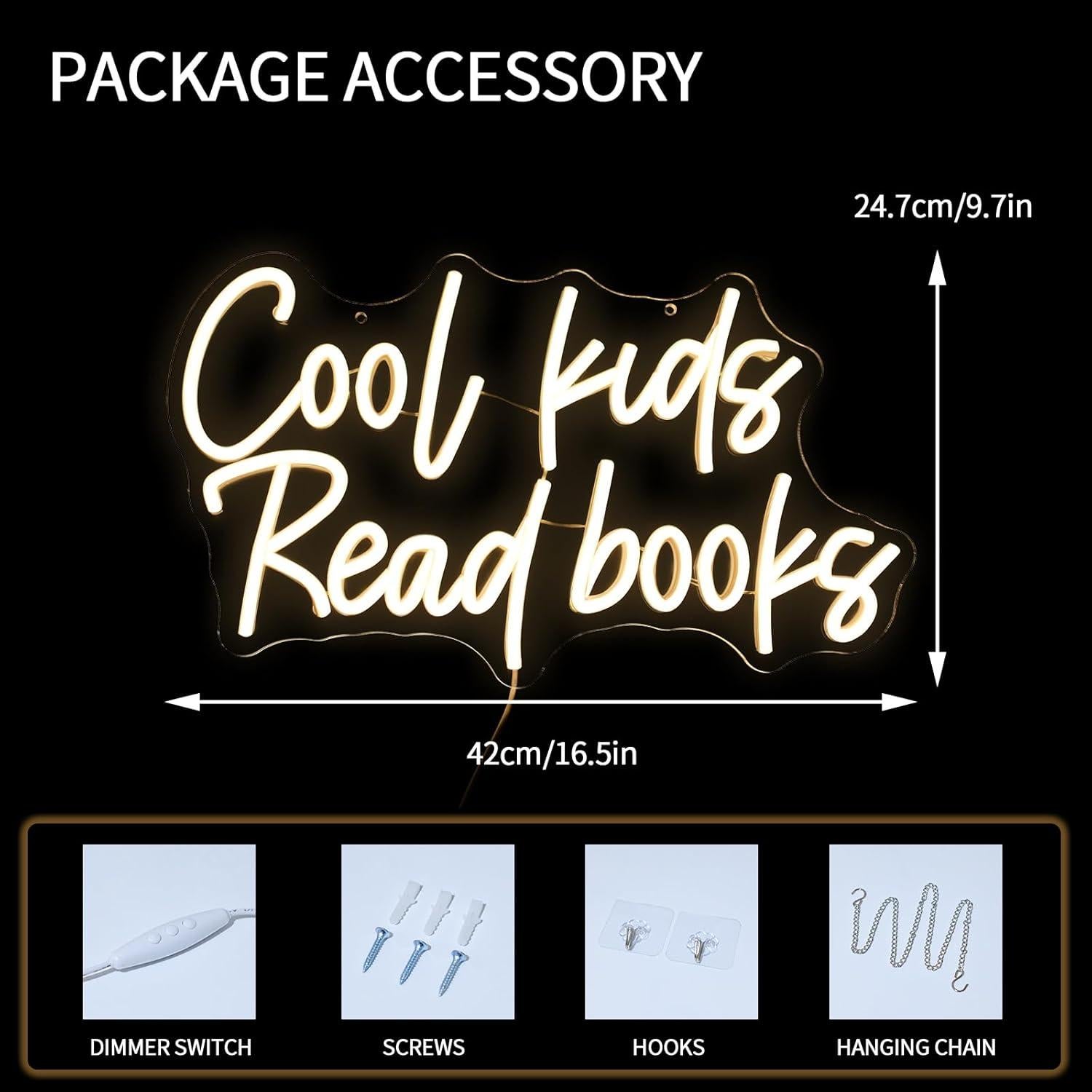 Letrero de Neón LED Virlusy 'Los Niños Geniales Leen Libros' 0.77 kg