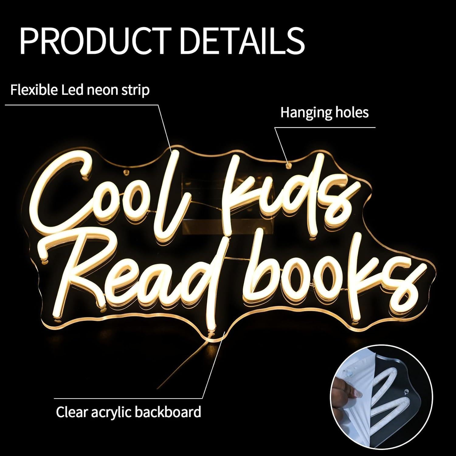 Letrero de Neón LED Virlusy 'Los Niños Geniales Leen Libros' 0.77 kg