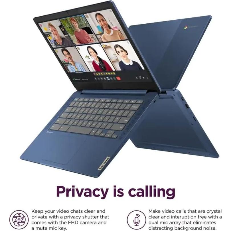 Laptop Lenovo Chromebook 14" FHD, 8 Núcleos MediaTek, 4GB RAM, 128GB SSD, Azul Abismo