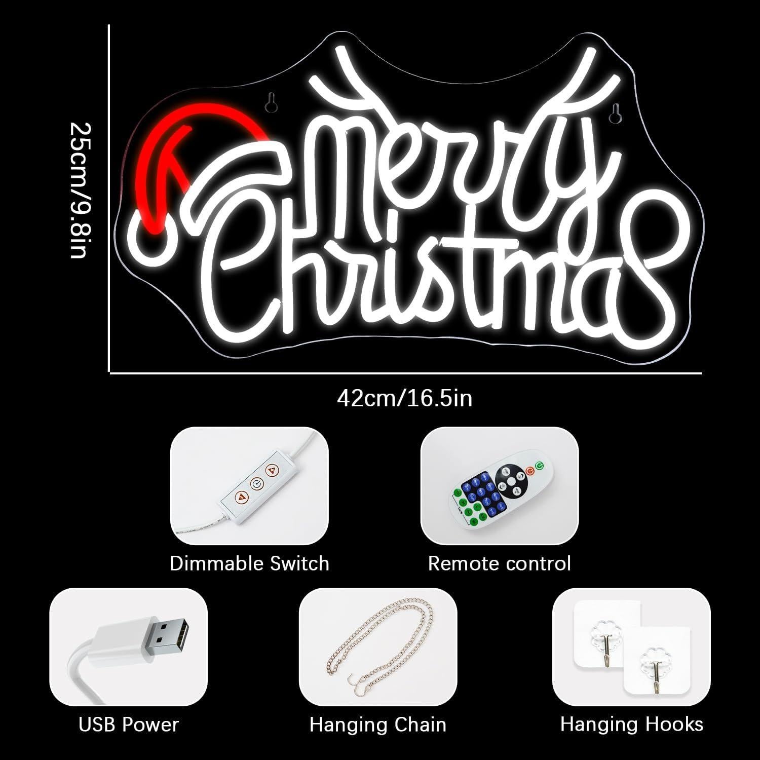 Letrero de Neón Feliz Navidad NEONLOVE 41.9x24.9 cm LED