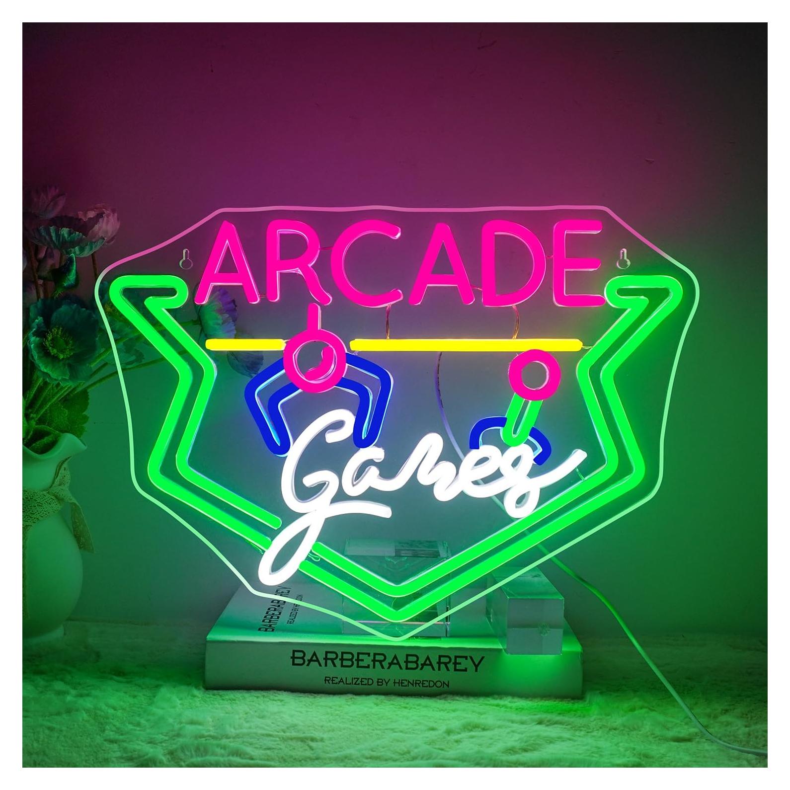 Letrero Neón LED NEONLOVE Juegos de Arcade 43.4x31.5cm