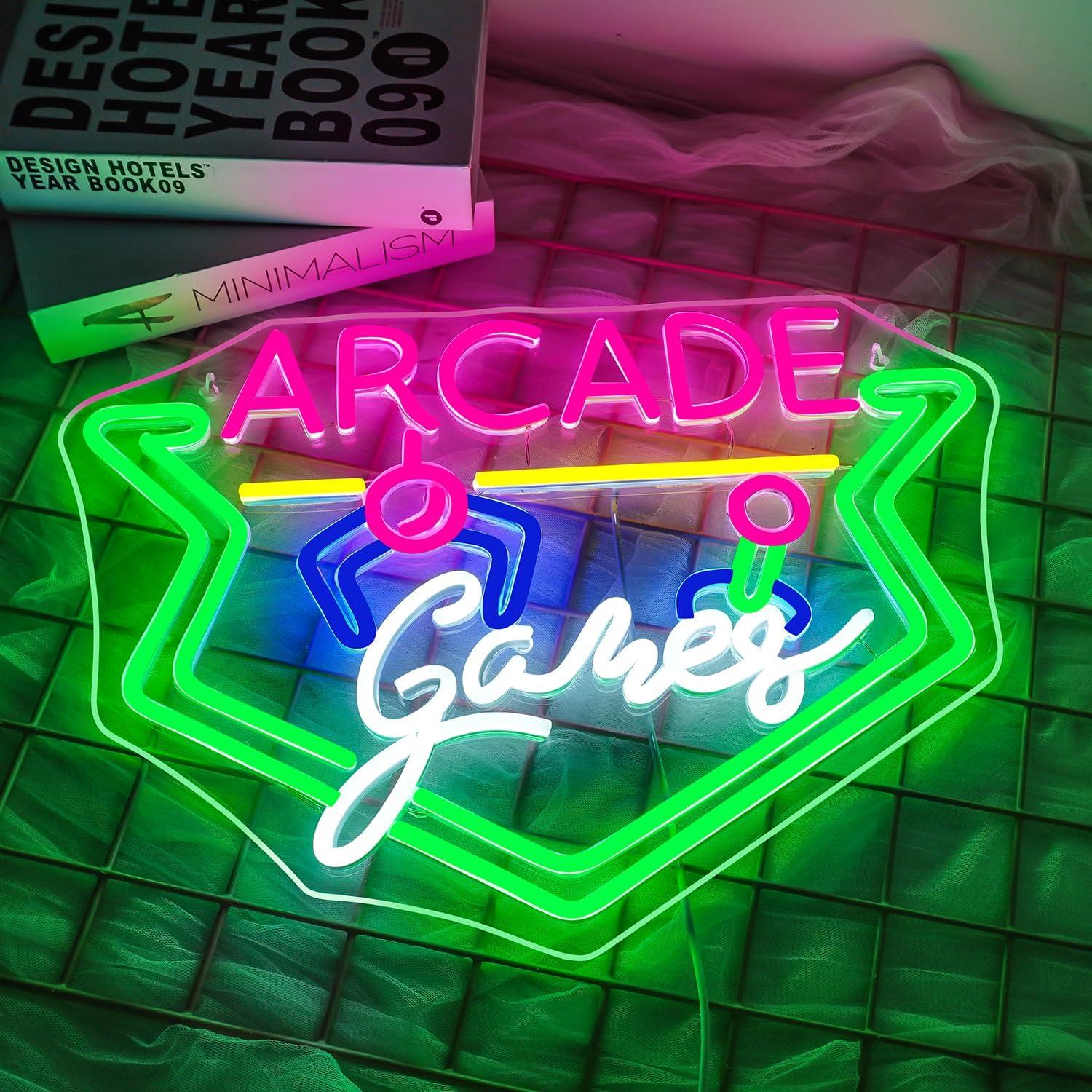 Letrero Neón LED NEONLOVE Juegos de Arcade 43.4x31.5cm